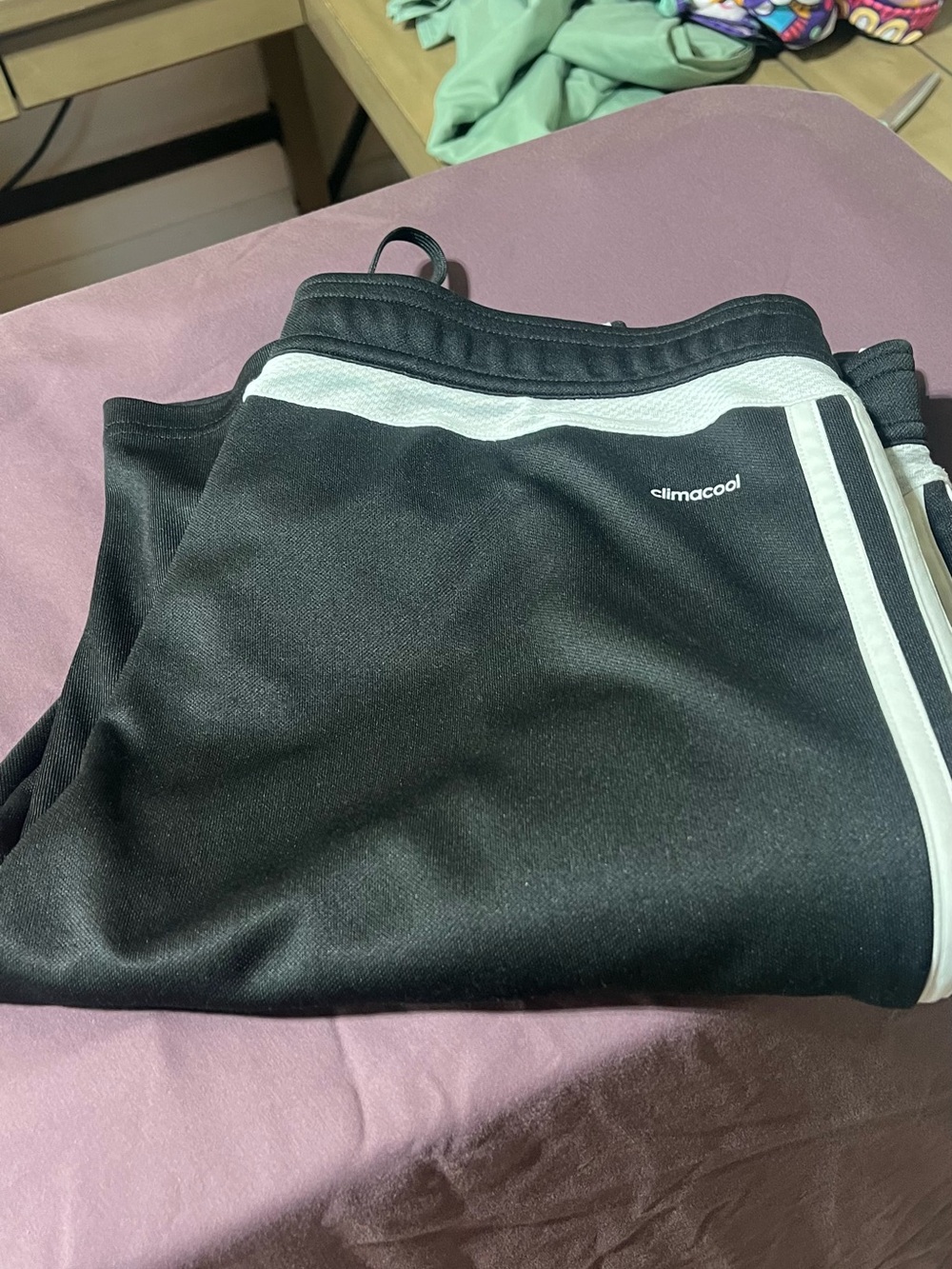 adidas Black Track Pants with White Branding Tab